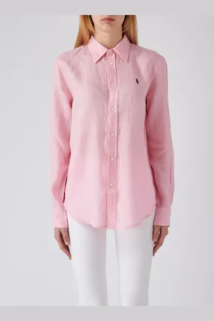 Ralph Lauren Relaxed-fit Short Shirt In Pink Linen