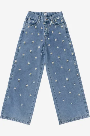 Il gufo Jeans With Floral Embroidery
