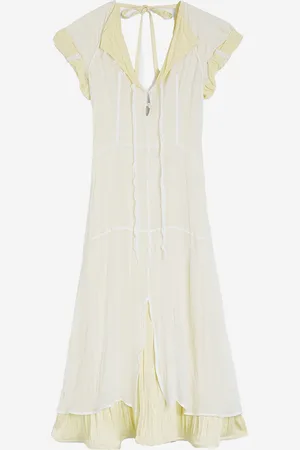 Jil Sander Dress Woman In Beige Silk