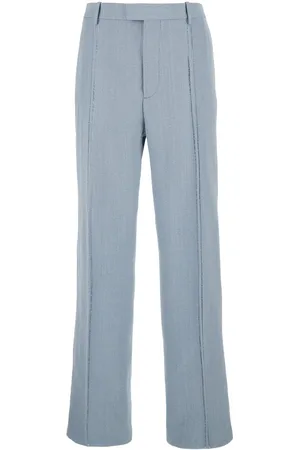 Bottega Veneta Light Blue Tailored Pants In Silk Blend Man
