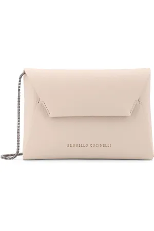 Brunello Cucinelli Bc Duo Leather Clutch With Precious Chain