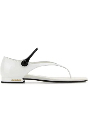 Miu Miu White Leather Thong Sandals