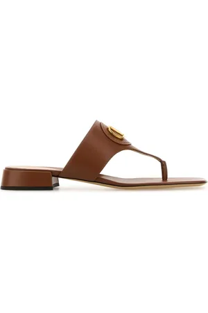 VALENTINO GARAVANI Caramel Leather Vlogo Thong