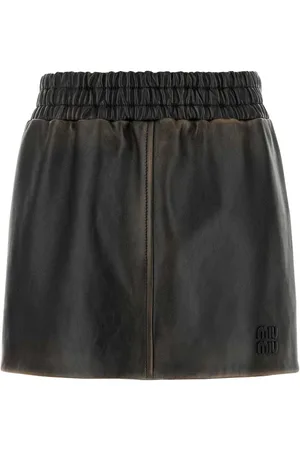 Miu Miu Dark Brown Nappa Leather Mini Skirt