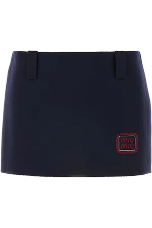 Miu Miu Dark Blue Wool Blend Mini Skirt