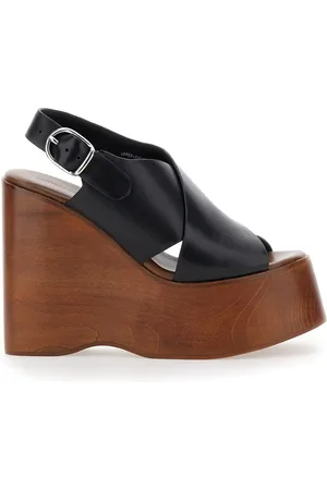 Jeffrey Campbell Fiddle Wedges With Criss-crossed Band And Adjustable Buckle Closure In Leather Woman
