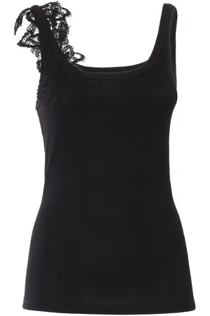 Ermanno Firenze Rebrode Lace Ribbed-knit Vest