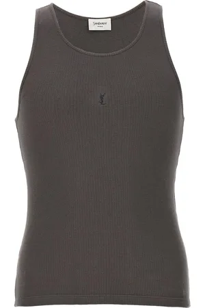 Saint Laurent Cassandre Logo Embroidered Tank Top