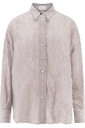 Brunello Cucinelli Striped Linen And Silk Shirt