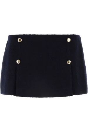 Miu Miu Midnight Blue Wool Blend Mini Skirt
