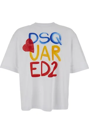 Dsquared2 Round Neck T Shirt With Printed Maxi Logo On The Front And Heart Detail In Cotton Woman