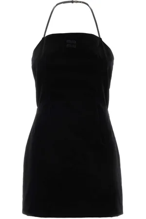 Miu Miu Black Stretch Velvet Mini Dress