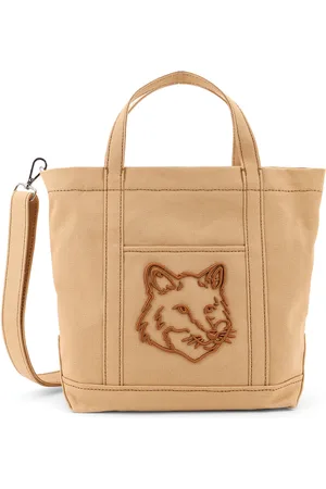 Maison Kitsuné Canvas Handbag With Fox Head Embroidery