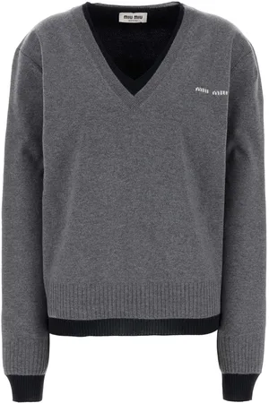 Miu Miu Two-tone Cashmere And Silk Oversize Sweater