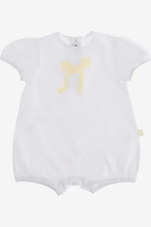 Il gufo Stretch Cotton Sleepsuit With Bow