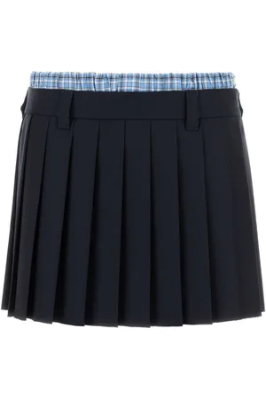 Miu Miu Midnight Blue Wool Mini Skirt