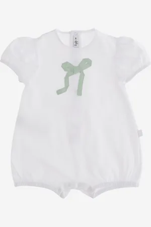 Il gufo Stretch Cotton Sleepsuit With Bow