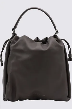 Brunello Cucinelli Dark Grey Leather Crossbody Bag
