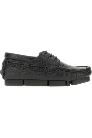 Fendi Black Leather Driver Loafers