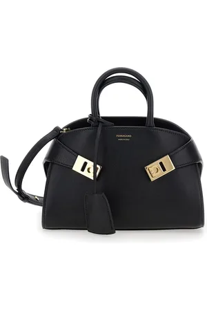 Salvatore Ferragamo Hug Small Handbags With Front Printed Logo In Leather Woman