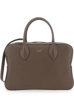 Salvatore Ferragamo Handbag With Three Zips And Logo Printed On The Front In Leather Woman