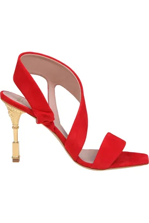 Balmain Red Suede Coin Sandal