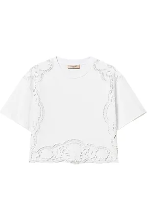 Twin-Set Lace Trim Crop Top