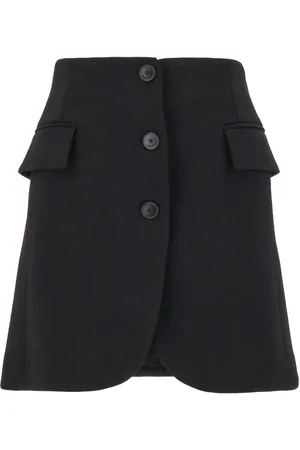 Lanvin Black Stretch Wool Blend Mini Skirt