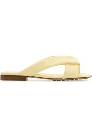 Bottega Veneta Pastel Yellow Leather Riva Slippers