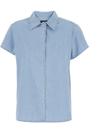 A.P.C. A. P.C. marina Light Blue Shirt With Classic Collar And Snap Buttons In Cotton Woman