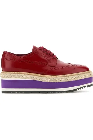 Prada Red Leather Lace-up Shoes