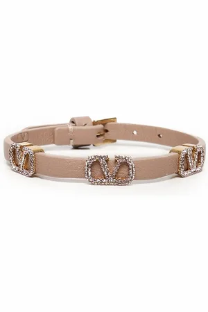 VALENTINO GARAVANI Vlogo Crystal Leather Bracelet