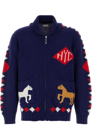 BODE Blue Wool Diamond Cardigan