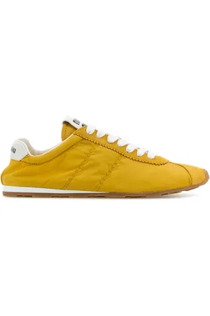 Miu Miu Yellow Fabric And Suede Sneakers