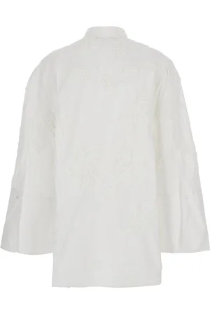 ROTATE Oversize Shirt With Classic Collar And All-over Embroider In Cotton Woman