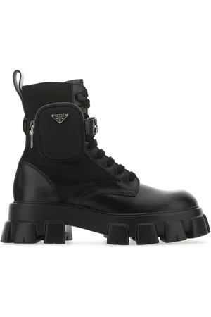 Prada Black Leather And Nylon Monolith Boots