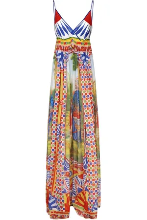 Dolce & Gabbana Silk Dress With Cart Print