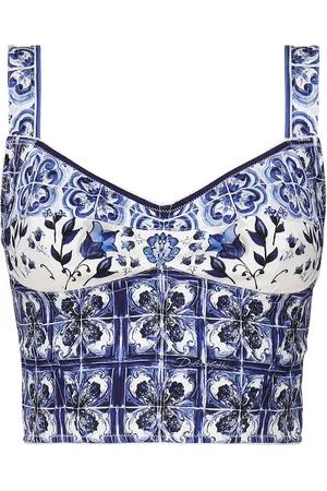 Dolce & Gabbana Charmeuse Bustier With Majolica Print