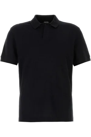 Ermenegildo Zegna Black Cotton Blend Polo Shirt