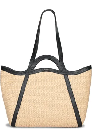 Coccinelle Amalia Raffia Tote Bag Nude And Black