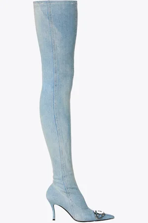 Diesel Venus D High Heels Boots In Cyan Denim