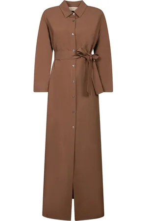 BLANCA Tobacco Linen-viscose Tunic Dress
