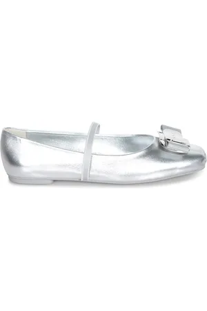 Salvatore Ferragamo New Vara Silver Ballerina Shoes