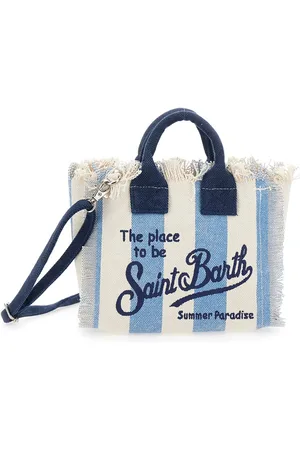 MC2 SAINT BARTH Vanity Mini Handbag With Adjustable And Removable Shoulder Strap And All-over Striped Motif In Cotton Girl