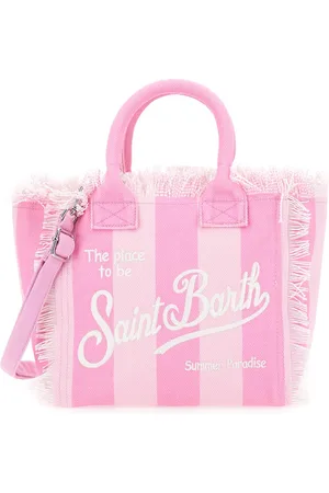 MC2 SAINT BARTH Colette Handbag With Adjustable And Removable Shoulder Strap And All-over Strpied Motif In Cotton Girl