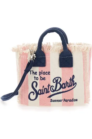 MC2 SAINT BARTH Vanity Mini Handbag With Adjustable And Removable Shoulder Strap And All-over Striped Motif In Cotton Girl