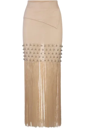 Paco rabanne Nude Long Skirt With Fringes And Pearls