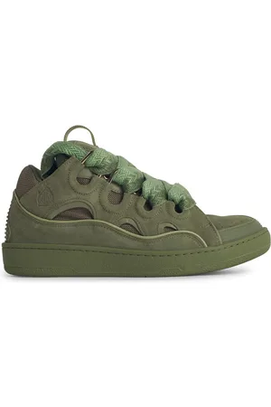 Lanvin Curb Green Leather Blend Sneakers