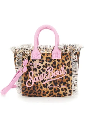 MC2 SAINT BARTH Vanity Mini Handbag With Adjustable And Removable Shoulder Strap And All-over Leopard Print In Cotton Girl