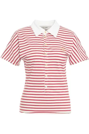 Golden Goose Logo Embroidered Striped Polo Top